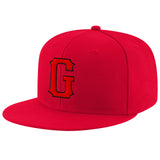 Custom Red Red-Black Stitched Adjustable Snapback Hat