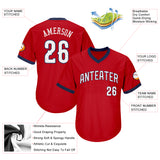 Custom Red White-Navy Authentic Throwback Rib-Knit Baseball Jersey Shirt
