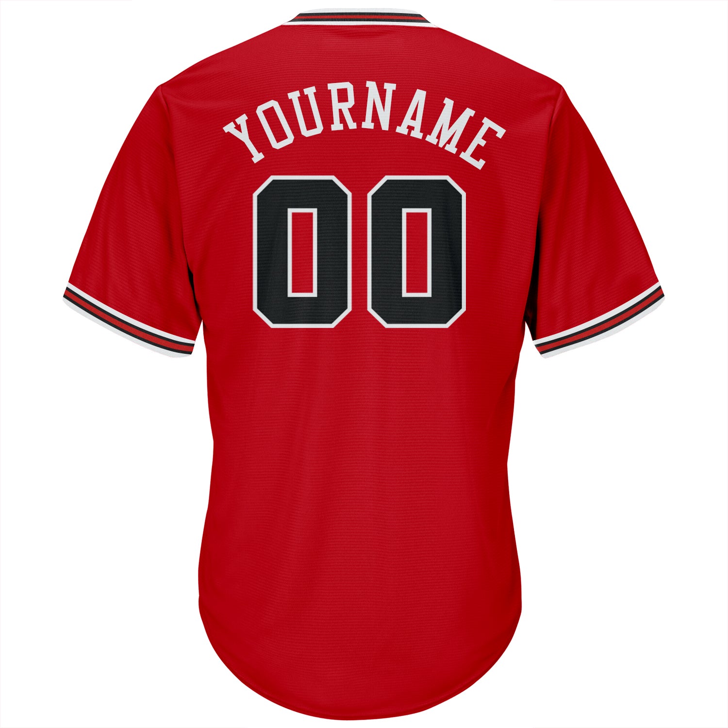 Custom Red Black-White Authentic Throwback Rib-Knit Baseball Jersey Shirt