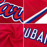 Custom Red White-Light Blue Authentic Throwback Rib-Knit Baseball Jersey Shirt