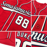 Custom Red White-Gold Authentic Baseball Jersey