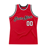 Custom Red White-Black Authentic Throwback Basketball Jersey