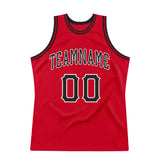 Custom Red Black-White Authentic Throwback Basketball Jersey