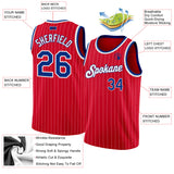 Custom Red White Pinstripe Royal-White Authentic Basketball Jersey