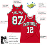Custom Red White-Kelly Green Authentic Throwback Basketball Jersey
