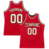 Custom Red Cream-Black Authentic Throwback Basketball Jersey