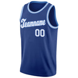 Custom Royal White-Light Blue Round Neck Rib-Knit Basketball Jersey