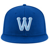 Custom Royal Light Blue-White Stitched Adjustable Snapback Hat