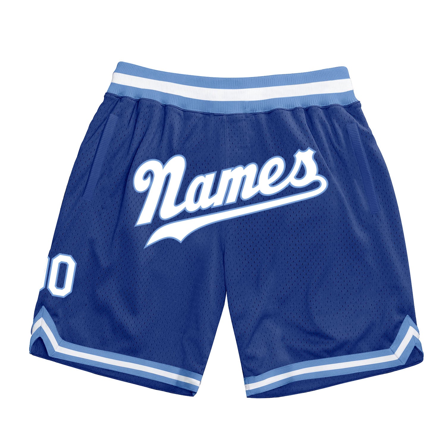 Custom Team Light Blue Basketball Authentic Pink Throwback Shorts White