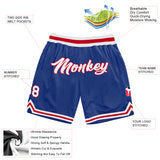 Custom Royal White-Red Authentic Throwback Basketball Shorts