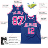 Custom Royal Pink-White Authentic Throwback Basketball Jersey