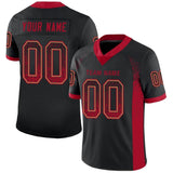 Custom Black Red-Old Gold Mesh Drift Fashion Football Jersey