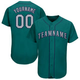 Custom Teal Gray-Navy Baseball Jersey