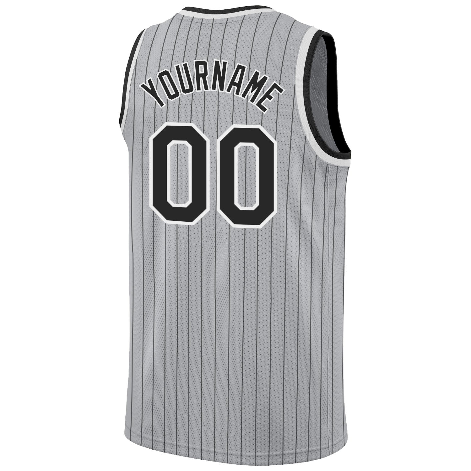 Custom Gray Black Pinstripe Black-White Authentic Basketball Jersey
