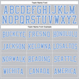 Custom Gray Light Blue-White Authentic Throwback Basketball Jersey