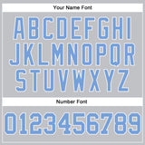 Custom Gray Light Blue-White Authentic Throwback Basketball Jersey