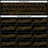 Custom Black Snakeskin Black-Old Gold 3D Pattern Design Authentic Baseball Jersey