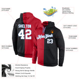 Custom Stitched Red White-Black Split Fashion Sports Pullover Sweatshirt Hoodie