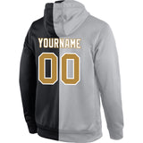 Custom Stitched Gray Old Gold-Black Split Fashion Sports Pullover Sweatshirt Hoodie