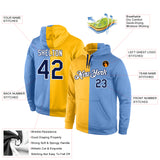 Custom Stitched Gold Navy-Light Blue Split Fashion Sports Pullover Sweatshirt Hoodie