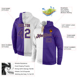 Custom Stitched White Purple-Old Gold Split Fashion Sports Pullover Sweatshirt Hoodie