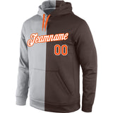 Custom Stitched Gray Orange-Brown Split Fashion Sports Pullover Sweatshirt Hoodie