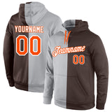 Custom Stitched Gray Orange-Brown Split Fashion Sports Pullover Sweatshirt Hoodie