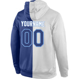 Custom Stitched White Royal-Light Blue Split Fashion Sports Pullover Sweatshirt Hoodie