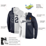 Custom Stitched White Navy Split Fashion Sports Pullover Sweatshirt Hoodie