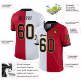 Custom Red Black-White Mesh Split Fashion Football Jersey