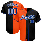 Custom Black Royal-Orange Authentic Split Fashion Baseball Jersey