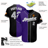 Custom Black Gray-Purple Authentic Split Fashion Baseball Jersey