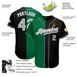 Custom Black Gray-Kelly Green Authentic Split Fashion Baseball Jersey