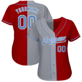 Custom Red Gold-Gray Authentic Split Fashion Baseball Jersey