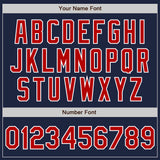 Custom Navy Red-Gray Authentic Split Fashion Baseball Jersey
