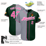 Custom Green Pink-Gray Authentic Split Fashion Baseball Jersey