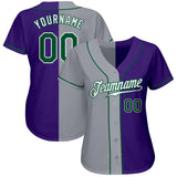 Custom Purple Kelly Green-Gray Authentic Split Fashion Baseball Jersey