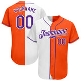 Custom Orange Purple-White Authentic Split Fashion Baseball Jersey