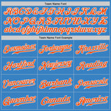Custom Powder Blue Orange-White Authentic Split Fashion Baseball Jersey