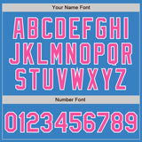 Custom Powder Blue Pink-White Authentic Split Fashion Baseball Jersey