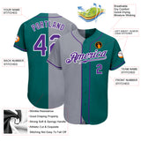 Custom Teal Purple-Gray Authentic Split Fashion Baseball Jersey