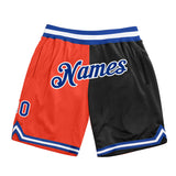 Custom Orange Royal-Black Authentic Throwback Split Fashion Basketball Shorts