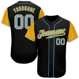 Custom Black Light Blue-Gold Authentic Two Tone Baseball Jersey