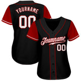 Custom Black White-Red Authentic Two Tone Baseball Jersey
