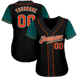 Custom Black Orange-Teal Authentic Two Tone Baseball Jersey