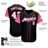 Custom Black White-Pink Authentic Two Tone Baseball Jersey