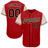Custom Red Black-Cream Authentic Two Tone Baseball Jersey