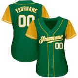 Custom Kelly Green White-Gold Authentic Two Tone Baseball Jersey
