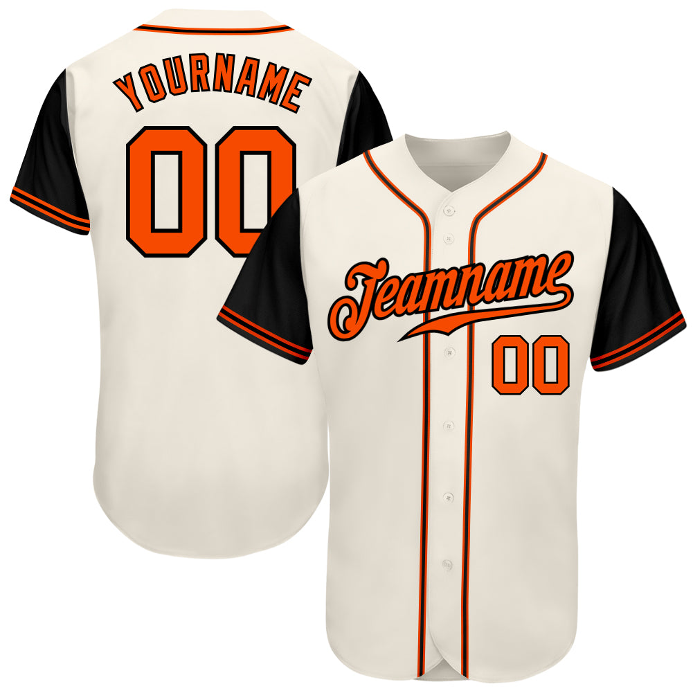 Custom Cream Orange-Black Authentic Two Tone Baseball Jersey