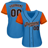 Custom Powder Blue Black-Orange Authentic Two Tone Baseball Jersey